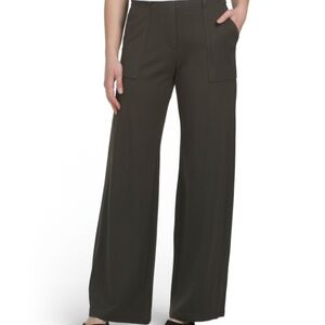 MAX STUDIO LONDON Wide Leg Button Ponte Knit Pants With Pockets
